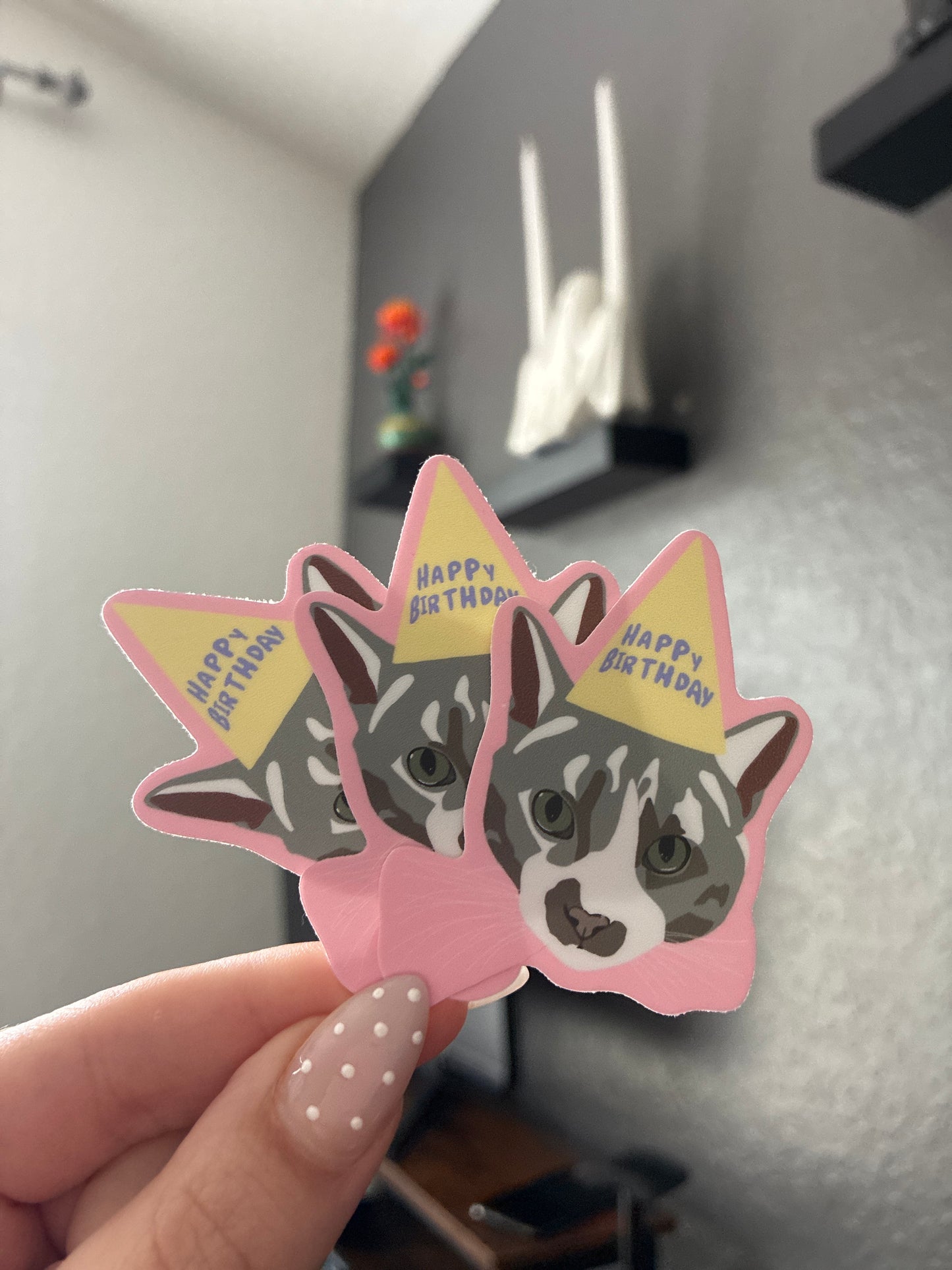 Happy Birthday Kitty Stickers - Pack of 3